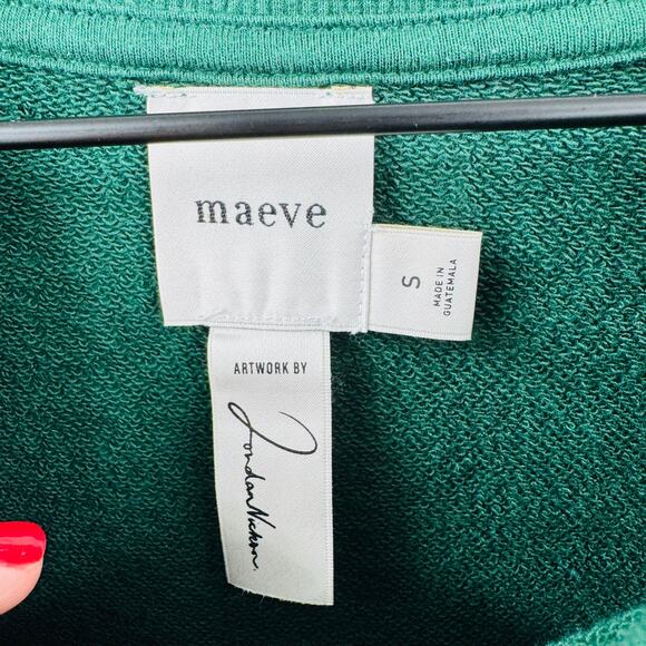 Anthropologie Maeve Happy Hour Graphic Sweatshirt Dark Green Size Small - Picture 4 of 8